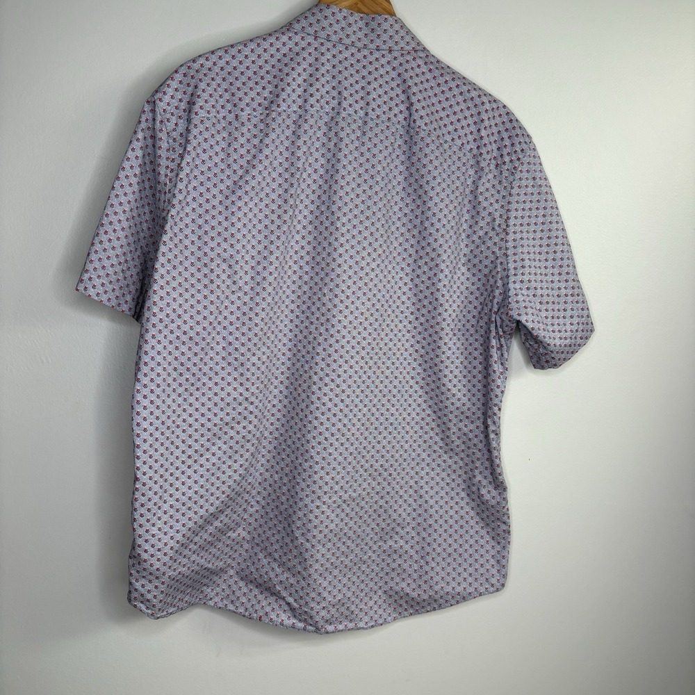 Untuckit Mens Shirt XL Blue Floral Short Sleeve Button Up Collar Casual Office - Picture 8 of 9